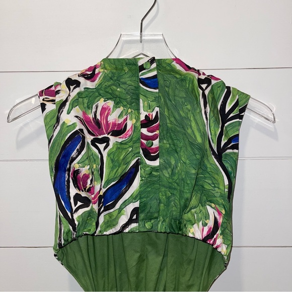 Aje Zorina Native Gumnut Green Floral Tie Midi Dress Womens Size 8 - Picture 8 of 15